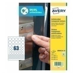 Avery-Dennison Etiquetas Adh.Avery A4 Polyester Antibacteriana Y Antimicrobiana Removible Caja 10H Circulos Surtidos (3,5X3,5-2,5X2,5-1,5X1,5) 630 Uds.(Am00Ca4)