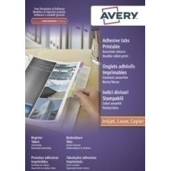 Avery-Dennison Etiquetas Adh.Impr.Avery A4 Indices Colores Surtidos Inkjet/Laser Caja 4H 33X13 Mm 96 Uds.(05412501)
