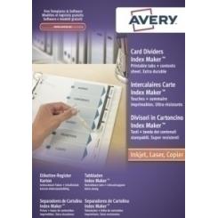 Avery-Dennison Separadores Avery Index Marker Cartulina Blanca A4 12 Pestañas Sin Taladros Inkjet/Laser Personalizables