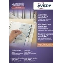 Avery-Dennison Separadores Avery Index Marker Cartulina Blanca A4 6 Pestañas Sin Taladros Inkjet/Laser Personalizables