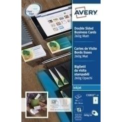 Avery-Dennison Tarjetas De Visita Avery Para Impresora Inkjet Quick&Clean 260G Mate 85X54Mm Caja 10H 80 Uds.(C32015-10)