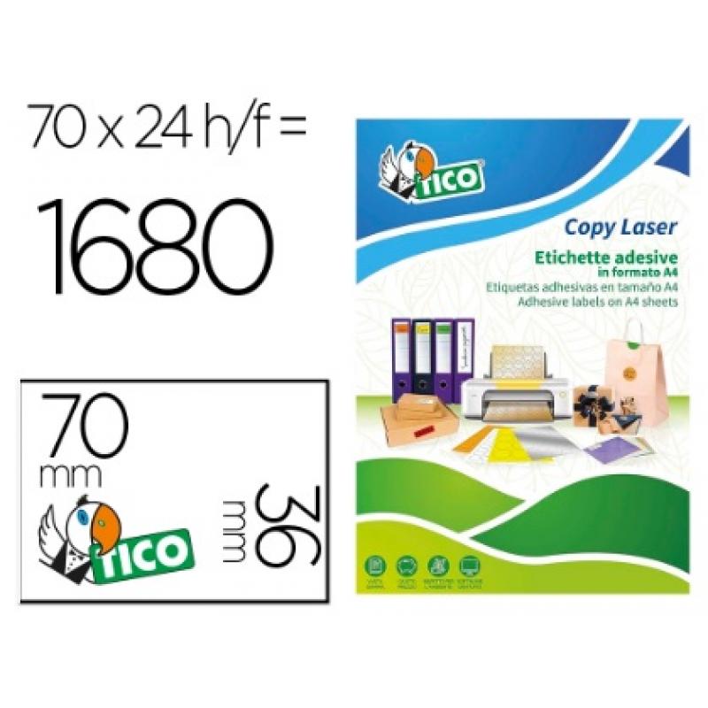 AVERY Etiqueta tico naranja fluorescentes permanente fsclaser/inkjet/fotocopia 70x36mm, caja 1680 uds