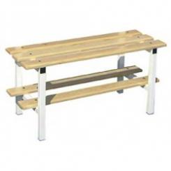 Banco 1 m. estructura metálica (patas) 35x35mm lacadas en blanco listones de madera de pino melis 90x20mm