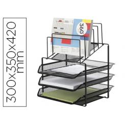 Bandeja clasificadora sobres Q-CONNECT kf17296 metalica rejilla negra 3 bandejas 300x350x420 mm