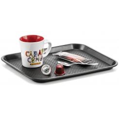 Bandeja de servir La Hora del Café. c/reborde y superficie antideslizante. Medidas exteriores: 275x350x20 mm. Color negro.