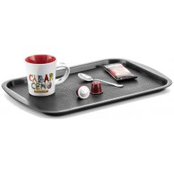 Bandeja de servir La Hora del Café. c/reborde y superficie antideslizante. Medidas exteriores: 435x305x20 mm. Color negro.
