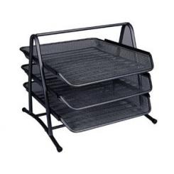 Bandeja sobremesa metalica Q-CONNECT kf00823 rejilla negra 3 bandejas movibles 350x278x275 mm