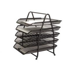 Bandeja sobremesa metalica Q-CONNECT kf18474 rejilla negro 5 bandejas movibles 350x275x375 mm