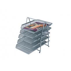 Bandeja Sobremesa Metalica Q-CONNECT KF18476 Rejilla Plata 5 Bandejas Movibles 350X275X375 mm