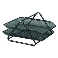 Bandeja sobremesa metalica Q-CONNECT rejilla gxa100 negra 2 bandejas movibles 300x185x350 mm