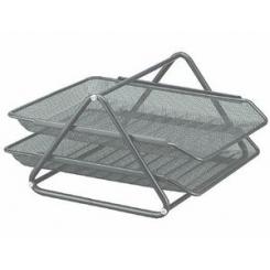 Bandeja sobremesa metalica Q-CONNECT rejilla gxa100 plata 2 bandejas movibles 300x185x350 mm