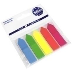 BANDERITAS ADHESIVAS 12x44 FLECHA PACK de 5 (azul-verde-amarillo-naranja-rosa)