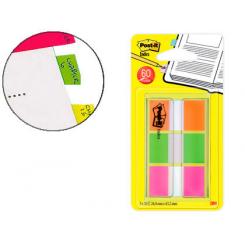 Banderitas separadoras post-it index 680 naranja lima y rosa 3x20