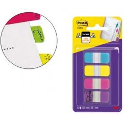 Banderitas separadoras rigidas dispensador 4 colores amarillo azul rosa y violeta post-it index