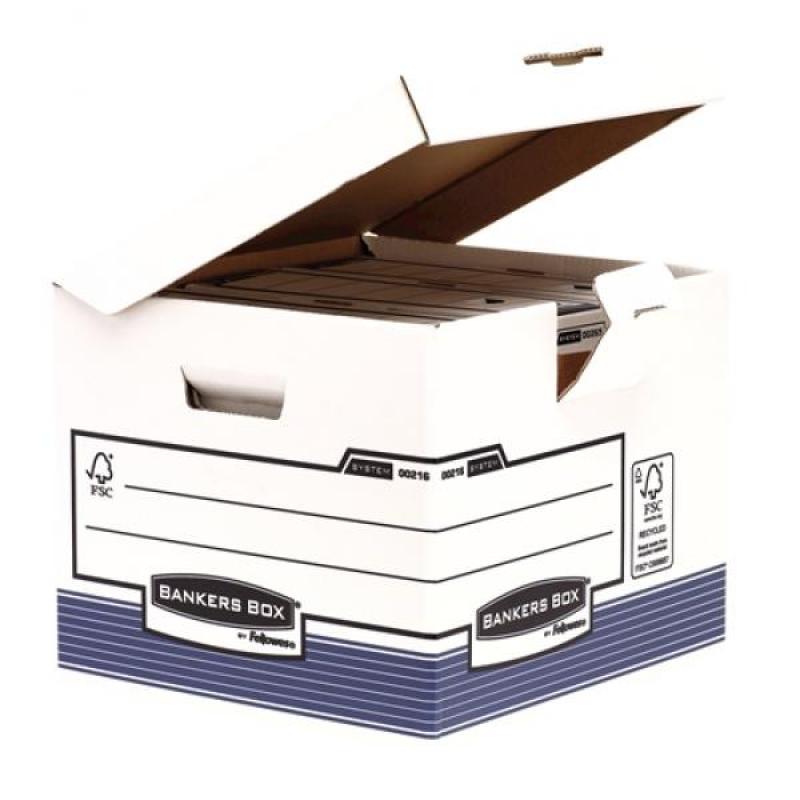 Bankers Box Contenedor de archivo con tapa fija Azul