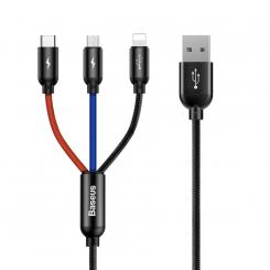 Baseus CAMLT-BSY01 cable USB 1,2 m USB A 3 x USB C Negro, Rojo, Azul