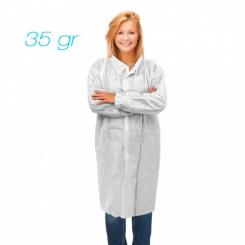 Bata industria 35 grs en TNT de polipropileno cierre frontal con velcro color blanco, 1 ud, TALLA XL