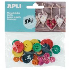 APLI B.Boton  Madera Color Med.Surtidas 30U