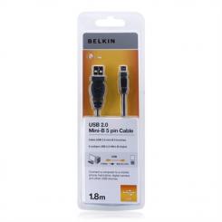 BELKIN USB 2.0 A/Mini USB B, 1.8m cable USB 1,8 m USB A Mini-USB B Negro