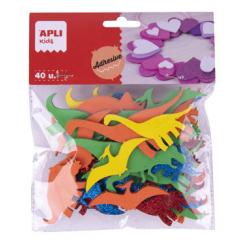 APLI B.Formas EVA adhesiva Dinosaurios  40U