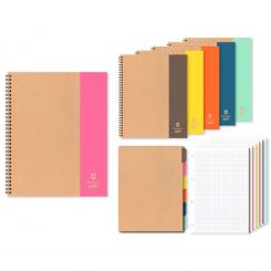 BISMARK Cuaderno espiral A4, 120 hojas con separadores