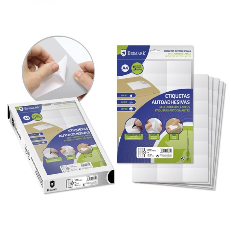 Bismark Etiquetas Adhesiva impresora 70 X37Mm 5 Hojas