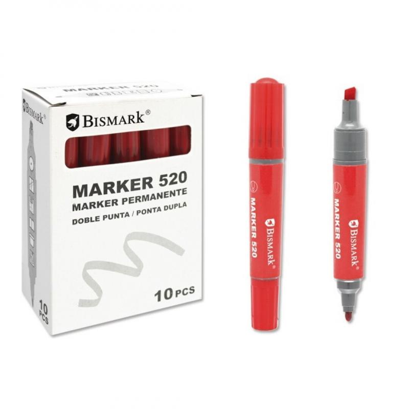 bismark-rotulador-permanente-doble-punta-rojo
