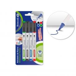 BISMARK Rotulador pizarra 2mm blister 4 colores negro, azul, rojo, verde