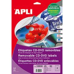 Blister Etiquetas APLI  Cd Removibles  25H