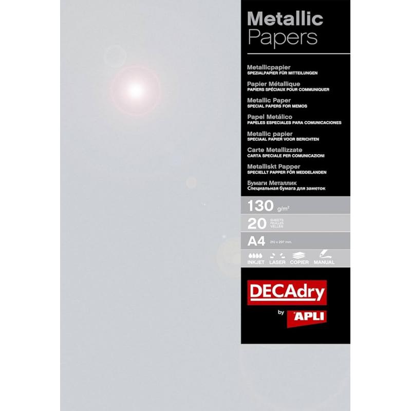 Blister Papel APLI Gris Metalizado 130G.20H