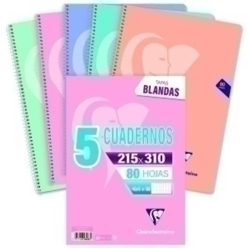 bloc-clairefontaine-mimesys-fº-80h-4x4-90g-colores-pastel-pack-de-5