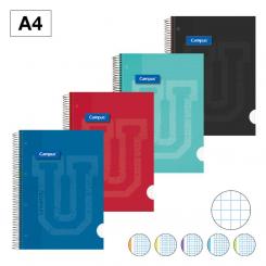 Bloc Cuaderno de Espiral Campus A4 Tapa extradura 120H 90G 5 bandas Cuadriculada CN5