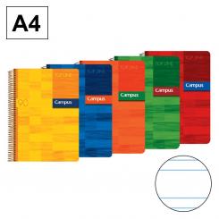 Bloc Cuaderno de Espiral Campus A4 Tapa PP 80H 90 gr Doble raya 2,5 mm