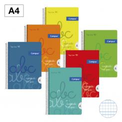 Bloc Cuaderno de Espiral Campus A4 Tapa PP 80H 90G Cuadrícula pautada 2,5 mm