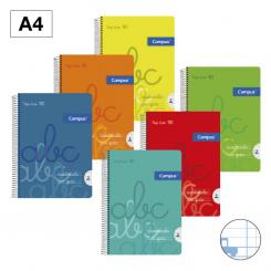 Bloc Cuaderno de Espiral Campus A4 Tapa PP 80H 90G cuadrícula pautada 5 mm