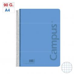 Bloc Cuaderno de Espiral Campus A4 Tapa PP 80H 90G Cuadriculada CN4 Azul
