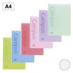 Bloc Cuaderno de Espiral Campus A4 Tapa PP 80H 90G Cuadriculada CN4 Pastel