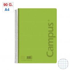 Bloc Cuaderno de Espiral Campus A4 Tapa PP 80H 90G Cuadriculada CN4 Verde