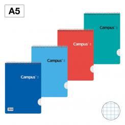 Bloc Cuaderno de Espiral Campus A5+ Tapa Basic apaisado 80H 60G Cuadriculada CN4