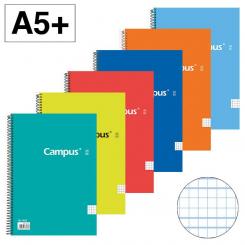 Bloc Cuaderno de Espiral Campus A5+ Tapa dura 80H 70 gr Cuadrícula pautada 3 mm