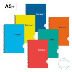 Bloc Cuaderno de Espiral Campus A5+ Tapa dura 80H 70G Doble raya 2,5 mm