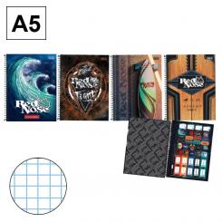 Bloc Cuaderno espiral A5 Tapa extradura 80H 70G Cuadriculada CN4 Red Nose