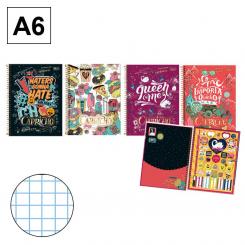 Bloc Cuaderno espiral A6 Tapa extradura 80H 70G Cuadriculada CN4 Capricho