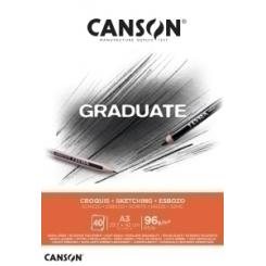 Bloc De Dibujo Canson Graduate Croquis Encolado Grano Fino A3 96G 40H