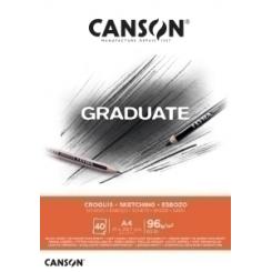Bloc De Dibujo Canson Graduate Croquis Encolado Grano Fino A4 96G 40H