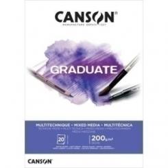 Bloc De Dibujo Canson Graduate Mix Media Encolado Liso Blanco A3 200G 20H