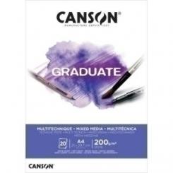 Bloc De Dibujo Canson Graduate Mix Media Encolado Liso Blanco A4 200G 20H