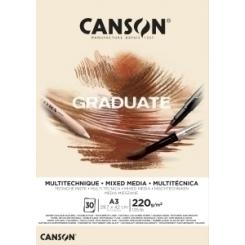 Bloc De Dibujo Canson Graduate Mix Media Encolado Natural Doble Cara A3 220G 30H