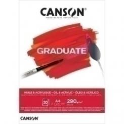 Bloc De Dibujo Canson Graduate Oleo Y Acrilico Encolado Liso A4 290G 20H