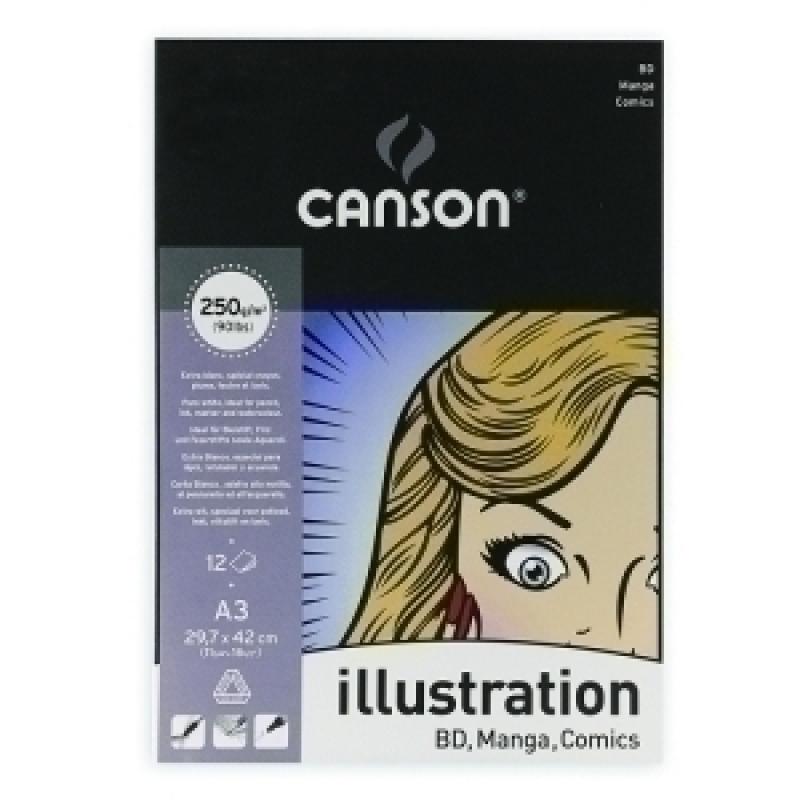 bloc-de-dibujo-canson-illustration-manga-encolado-liso-a3-250g-12h